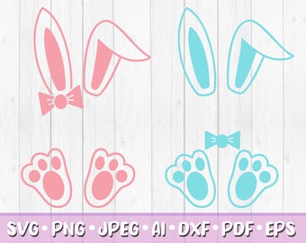Bunny Name Frame SVG, Digital Download, Svg, Jpeg, Png, Dxf, Eps, Ai, PDF, Cutting Files, Easter Day, Girl Bunny, Boy Bunny, Ribbon