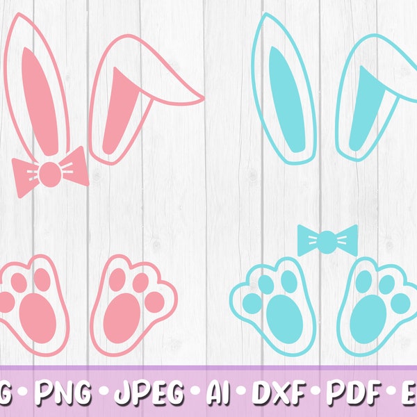 Bunny Name Frame SVG, Digital Download, Svg, Jpeg, Png, Dxf, Eps, Ai, PDF, Cutting Files, Easter Day, Girl Bunny, Boy Bunny, Ribbon