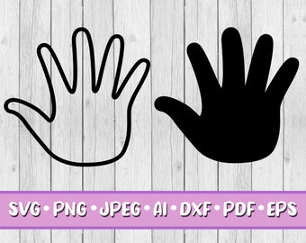 Hand SVG, Digital Download, Svg, Jpeg, Png, Dxf, Eps, Ai, PDF, Cutting Files, Finger, Five, Hi Five, Handful