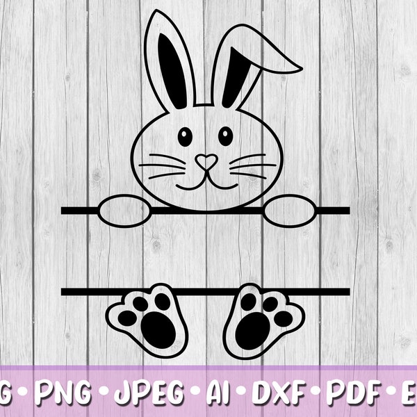 Cute Bunny Name Frame SVG, Digital Download, Svg, Jpeg, Png, Dxf, Eps, Ai, Easter Bunny Clipart, Easter Day, Rabbit Ears, Bunny Ears, Paws