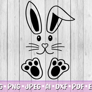 Bunny SVG, Digital Download, Svg, Jpeg, Png, Dxf, Eps, Ai, Easter Bunny Clipart, Easter Day, Rabbit Ears, Bunny Ears, Paws, Feet image 1