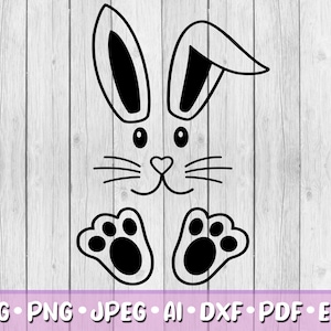 Bunny SVG, Digital Download, Svg, Jpeg, Png, Dxf, Eps, Ai, Easter Bunny Clipart, Easter Day, Rabbit Ears, Bunny Ears, Paws, Feet
