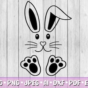 Bunny SVG, Digital Download, Svg, Jpeg, Png, Dxf, Eps, Ai, Easter Bunny Clipart, Easter Day, Rabbit Ears, Bunny Ears, Paws, Feet image 1