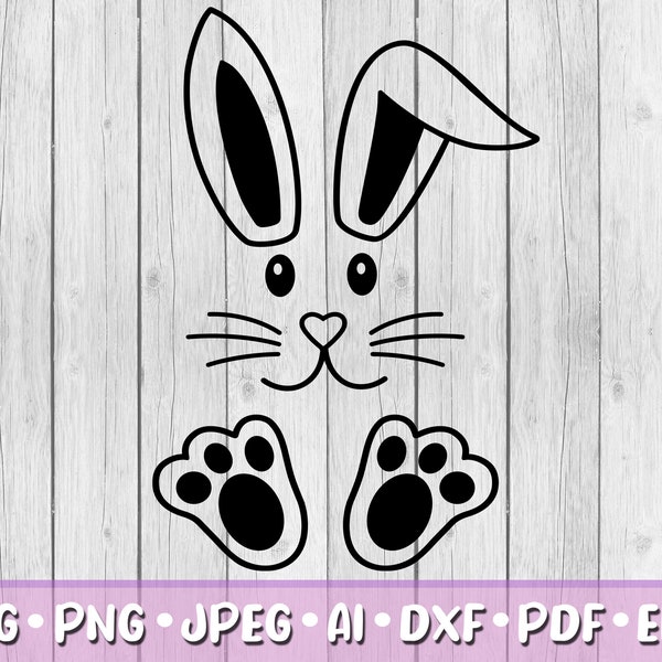 Hase SVG, digitaler Download, SVG, Jpeg, Png, Dxf, Eps, Ai, Osterhase Clipart, Ostertag, Hasenohren, Hasenohren, Pfoten, Füße