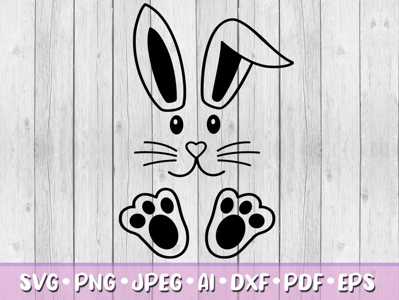 Bunny SVG, Digital Download, Svg, Jpeg, Png, Dxf, Eps, Ai, Easter Bunny Clipart, Easter Day, Rabbit Ears, Bunny Ears, Paws, Feet image 1