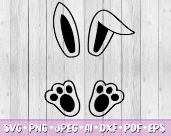 Bunny Name Frame SVG, Digital Download, Svg, Jpeg, Png, Dxf, Eps, Ai, Easter Bunny Clipart, Easter Day, Rabbit Ears, Bunny Ears, Paws, Feet