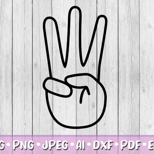 Number Three SVG, Digital Download, Svg, Jpeg, Png, Dxf, Eps, Ai, PDF, Cutting Files, Finger, Hand Sign, Three, Third