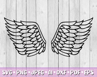 Angel Wings, Digitale Download, Svg, Jpeg, Png, Dxf, Eps, Ai, PDF, Angel Wings clipart, Wings design, Memorial Svg, In Loving Memory Svg