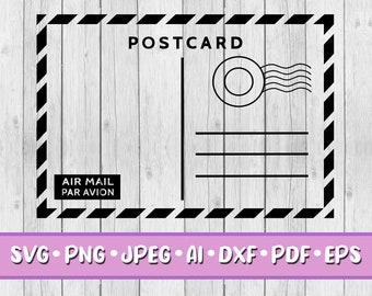 Cartão postal SVG, download digital, Svg, Jpeg, Png, Dxf, Eps, Ai, PDF, correio aéreo, postal, carimbo postal, postagem, cartas, mensagem