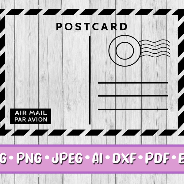 Postcard SVG, Digital Download, Svg, Jpeg, Png, Dxf, Eps, Ai, PDF, Airmail, Postal, Postmark, Postage, Letters, Message