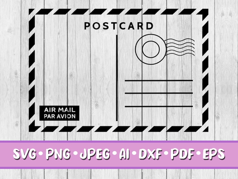 Cartão postal SVG, download digital, Svg, Jpeg, Png, Dxf, Eps, Ai, PDF, correio aéreo, postal, carimbo postal, postagem, cartas, mensagem imagem 1