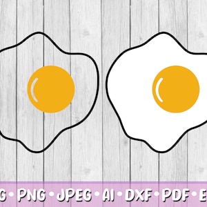 Fried Egg SVG, Bundle of 2, Digital Download, Svg, Jpeg, Png, Dxf, Eps, Ai, Easter Egg Clipart, Easter, Fried Egg