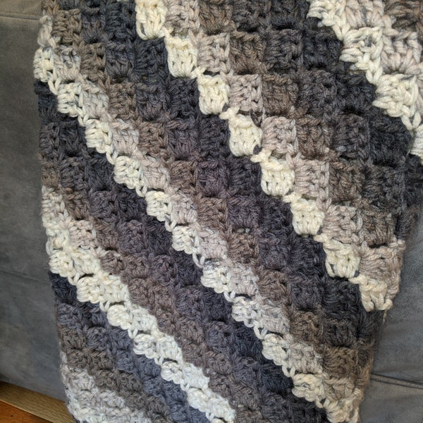 Grey Crochet Blanket Etsy