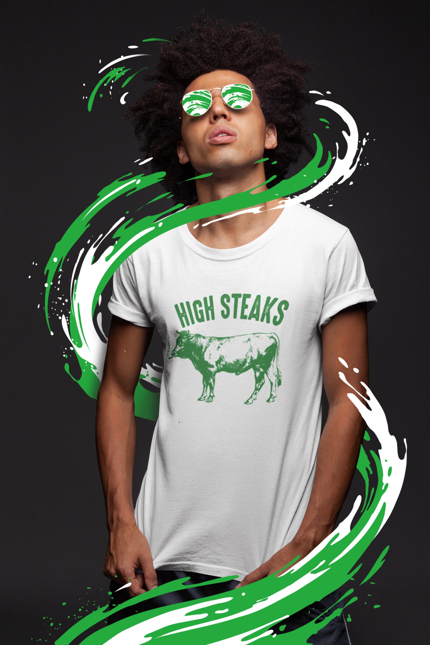 High Steaks Cow Weed Graphic Tees Funny Shirts Mens Etsy UK