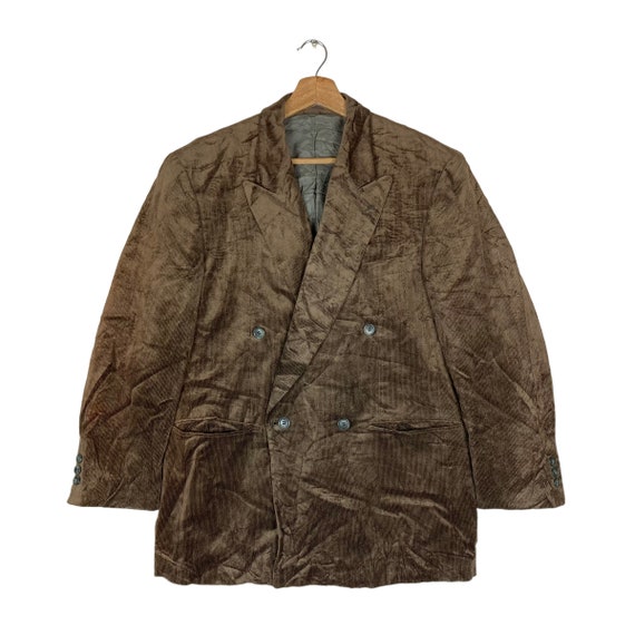 Vintage Lanvin Classique Flat Button Corduroy Coa… - image 1