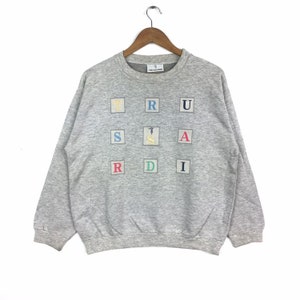 Vintage Trussardi Jeans Sweatshirt Casual Jumper Streetwear Spellout Embroidery Multicolour