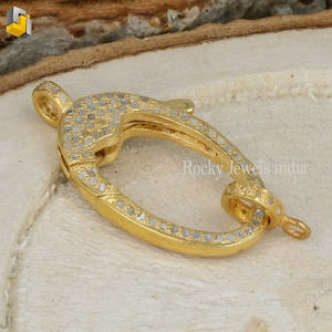14k Gold Diamond Lobster Clasp: Sterling Silver Oval Jewelry Finding