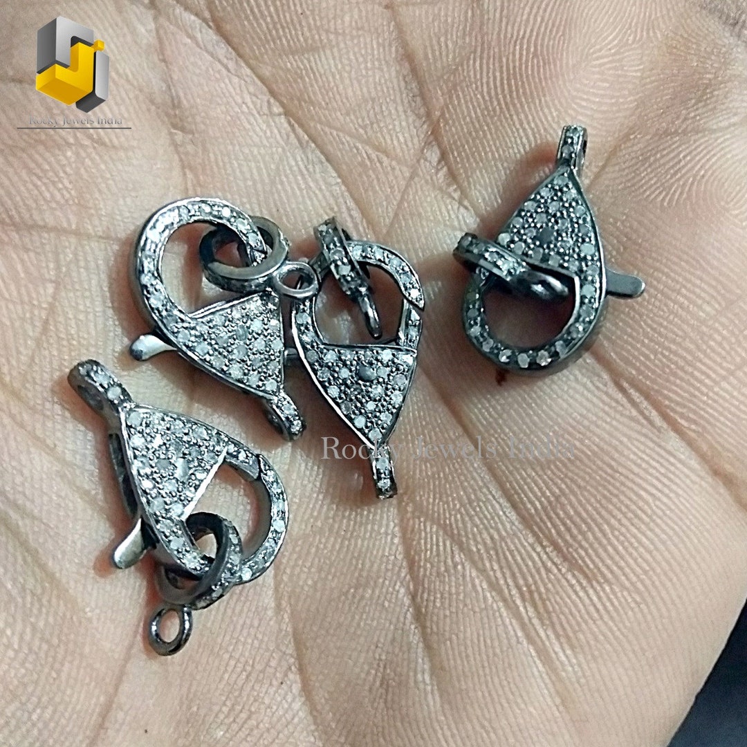 Fermoirs En S Sertis Diamants Pour Fabrication De Bijoux - Argent Sterling - Neuf Fait Main