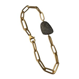 14k Gold Sterling Silver Diamond Bangle Bracelet - 60mm