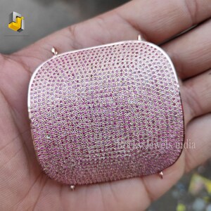 Conector colgante de plata de ley 925 con rubí y diamante - Acabado en oro rosa