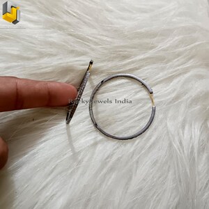 Aros de plata de ley con pavé de diamantes y oro de 14 k (50 mm) imagen 5