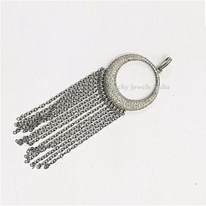 Diamond Disc Pendant: 2 Cts Sterling Silver Round Latkan