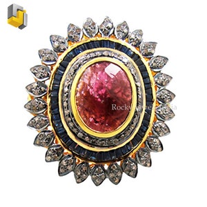 Ruby Diamond Ring: 14k Gold, 925 Sterling Silver, Oxidized Gemstone Ring