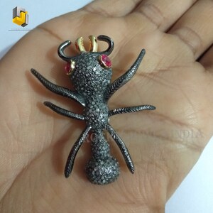 Diamond Bee Pendant: 14k Gold, Sterling Silver Pave Fine Jewelry