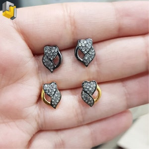 Tiny Heart Diamond Stud Earrings: Black Rhodium Sterling Silver