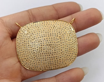 14k Gold Sterling Silver Pave Diamond Pendant Connector