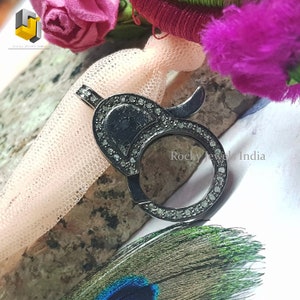 925 sterling silver pave setting natural diamond clasp lock pave diamond clasp lobster clasp designer clasp lock pave diamond jewelry