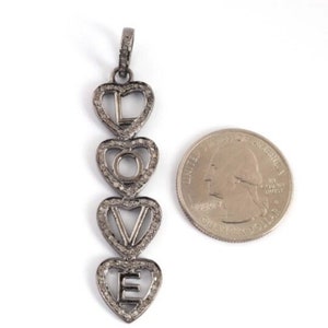 Diamond Pave LOVE Heart Pendant: 925 Sterling Silver
