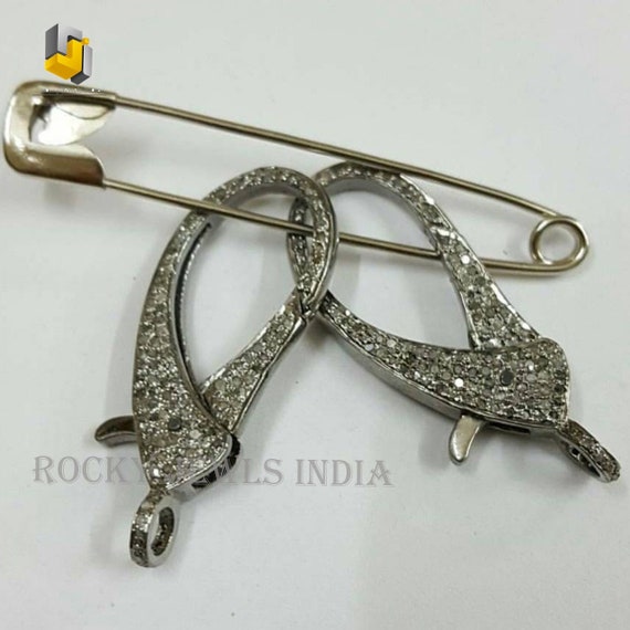 Fast Delivery 925 Sterling Silver Pave Genuine Diamond Lobster