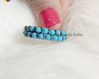 Anello in argento sterling con turchese della Bella Addormentata