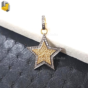 14k gold diamond  925 sterling silver pave beautiful star shape pendant diamond pave layer star pendant fine jewelry new year sale