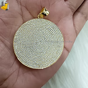 Colgante grande de disco de diamante de 8,00 ct: joyería unisex de oro de 14 k y plata de ley