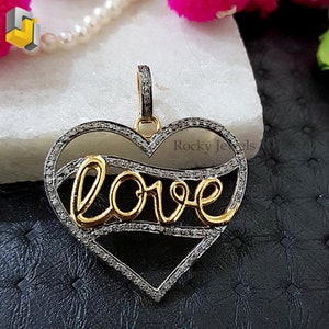 Einzigartiges Design handgemachte 925 Sterling Silber schöne Herz Anhänger mit Pave Diamant Liebesbrief Anhänger Herzform Anhänger Frauen Schmuck