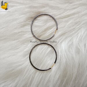 Aros de plata de ley con pavé de diamantes y oro de 14 k (50 mm) imagen 7