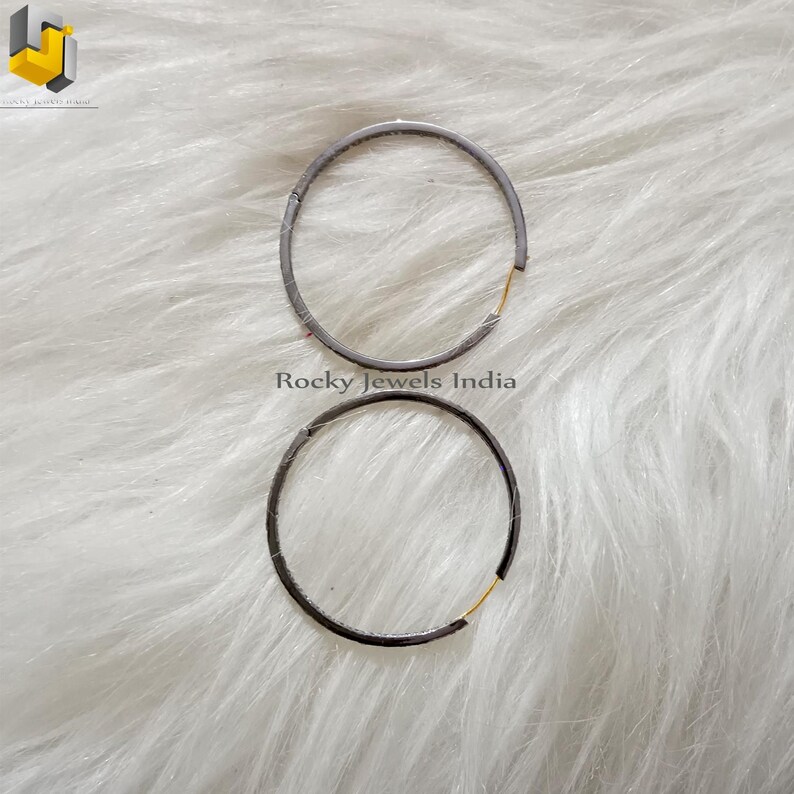 Aros de plata de ley con pavé de diamantes y oro de 14 k (50 mm) imagen 7