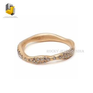 14k yellow gold 925 sterling silver pave setting natural diamond genuine real diamond gold ring white shade diamond yellow gold unisex ring