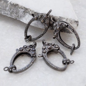 Both Side Lobster Diamond Clasp 925 sterling silver pave diamond clasp small clasp real natural sterling silver diamond clasp jewelry