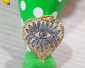 Sterling Silver Heart Pendant: Black Diamond Evil Eye Jewelry