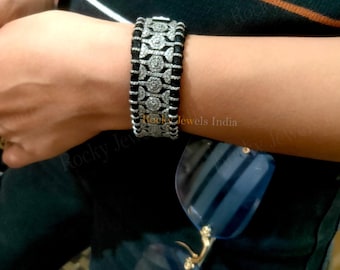 925 Sterling Silver Pave Diamond Bracelet - 7.5 Inch