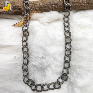 16&quot;inch 925 sterling silver Full Diamond chain Necklace Cubic link pave diamond chain diamond necklace wedding necklace Clasp Available