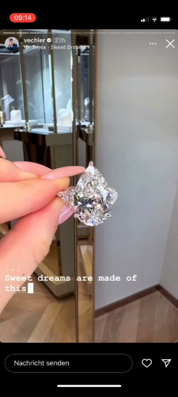 Heart Moissanite Ring: 14k White Gold Pave Setting, US Size