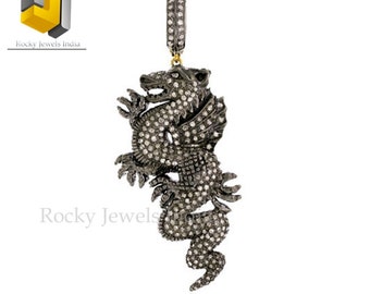 Sterling Silver Diamond Dragon Pendant: Unisex Fine Jewelry