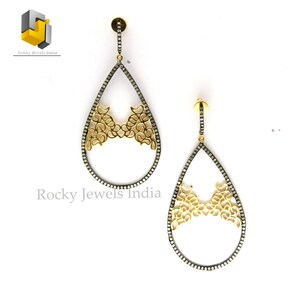 14k goud 925 sterlingzilver pave setting natuurlijke diamant mooie stijlvolle oorbellen diamanten oorbel pave goud zilveren diamanten oorbellen