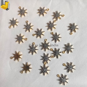 10 Piece Diamond Star Charm Pendants: Two-Tone Fine Jewelry