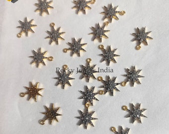 10 Piece Diamond Star Charm Pendants: Two-Tone Fine Jewelry