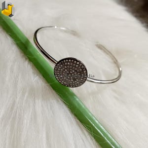 Schwarzer Diamant Armreif: 925 Sterling Silber Pave Armband